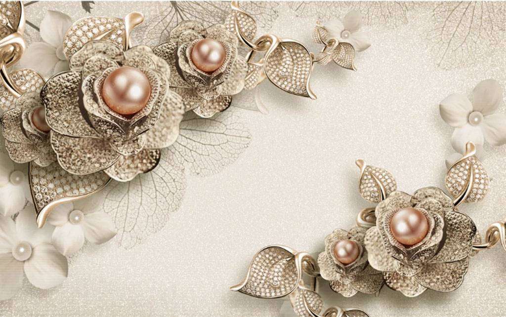 Фотообои в интерьере жемчужный цветок  15-769 фото