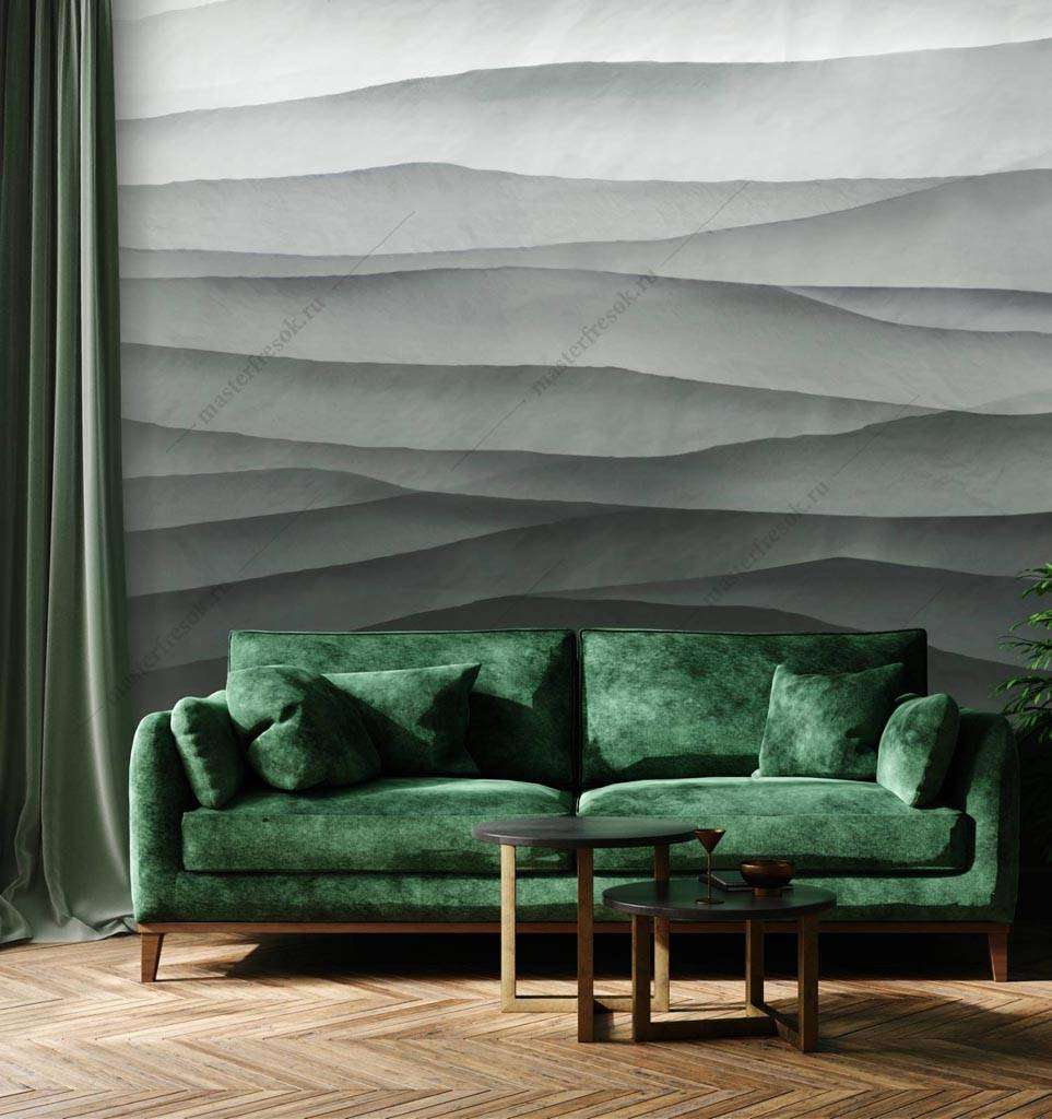 Фотообои в интерьере волны геометрия  9-1250 фото