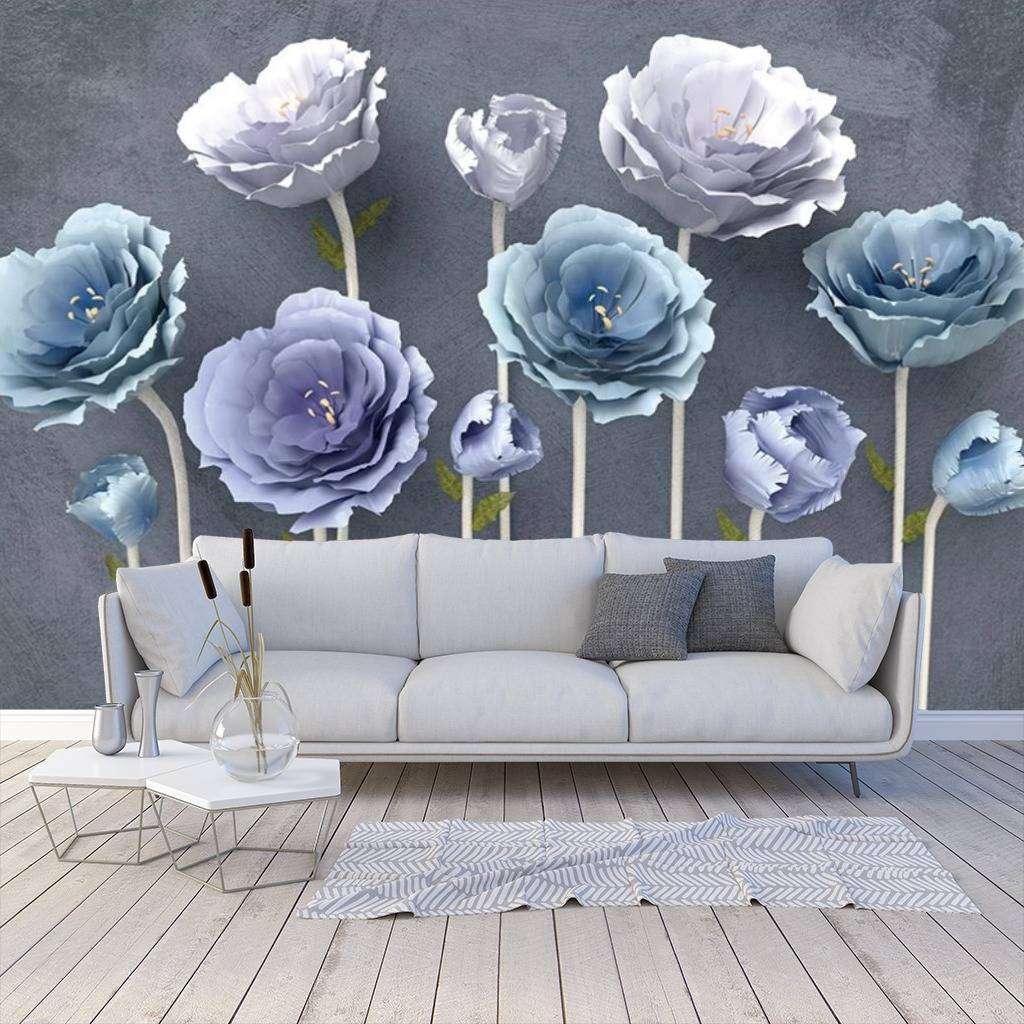 Фотообои Цветы стереоскопические голубые  15-405