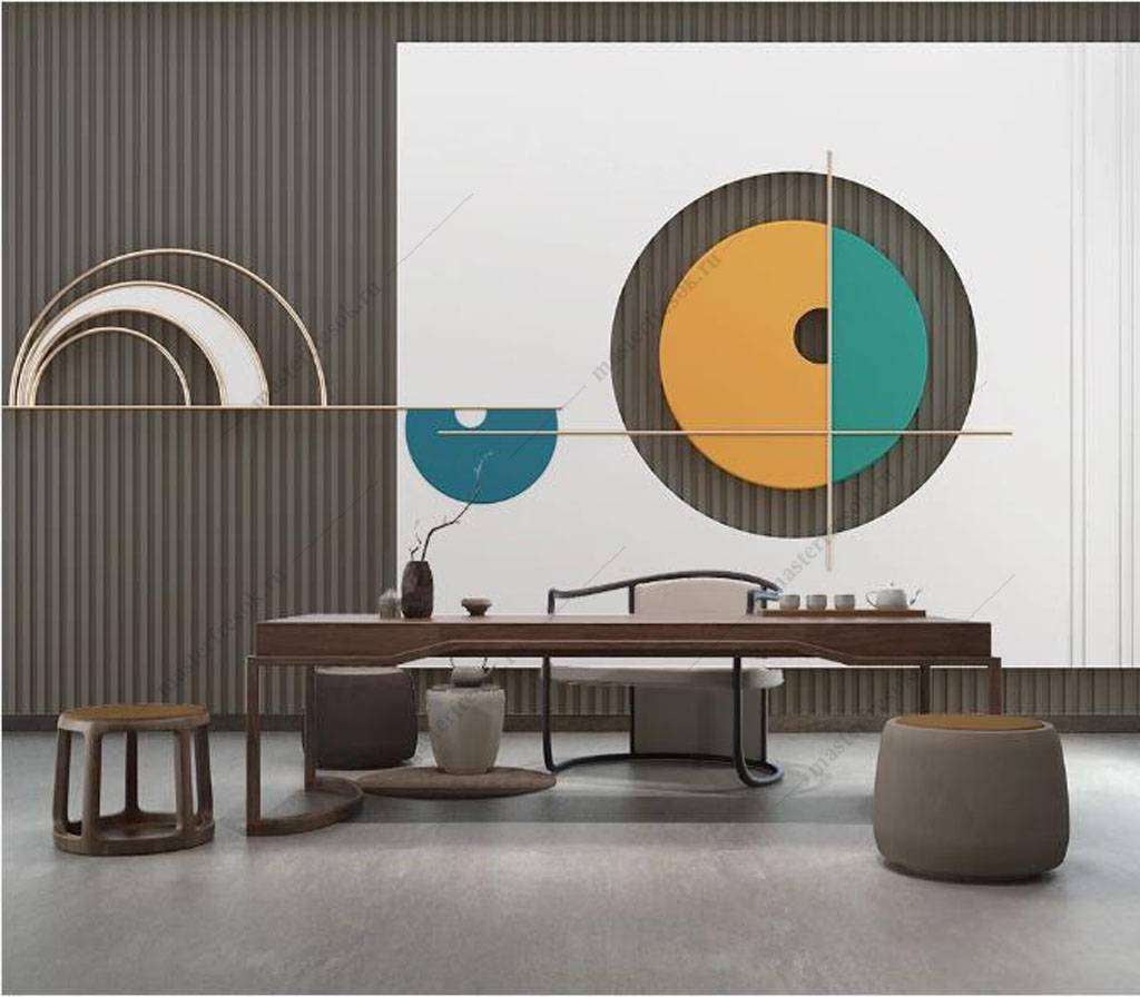 Фотообои в интерьере круговая геометрия  16-058 фото