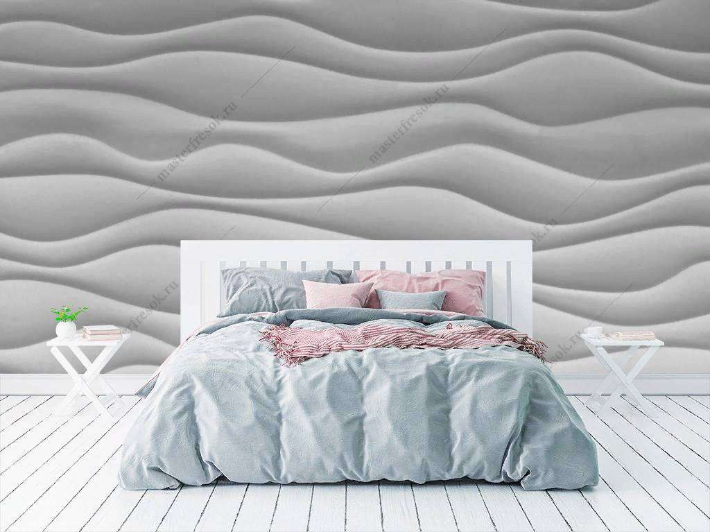 Фотообои в интерьере 3д белые волны  10-777 фото