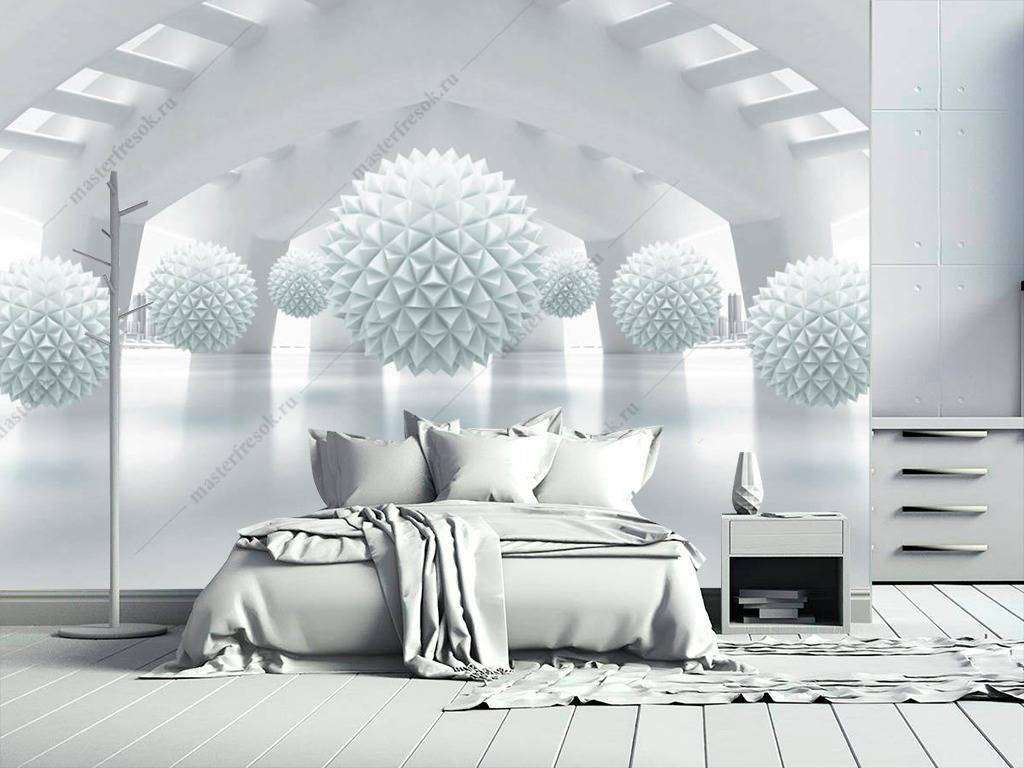 Фотообои в интерьере 3д объемные фактурные шары  10-791 фото