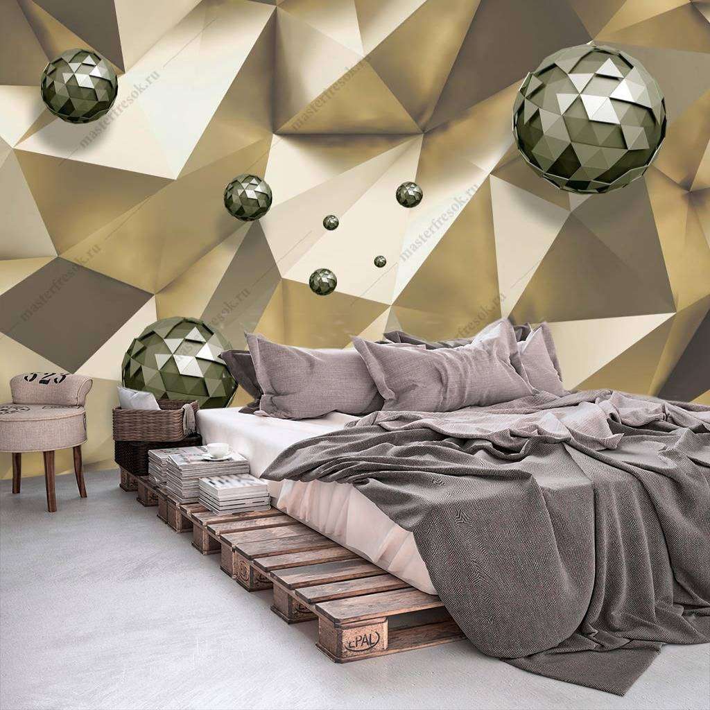 Фотообои в интерьере 3д объемные фигуры  10-862 фото
