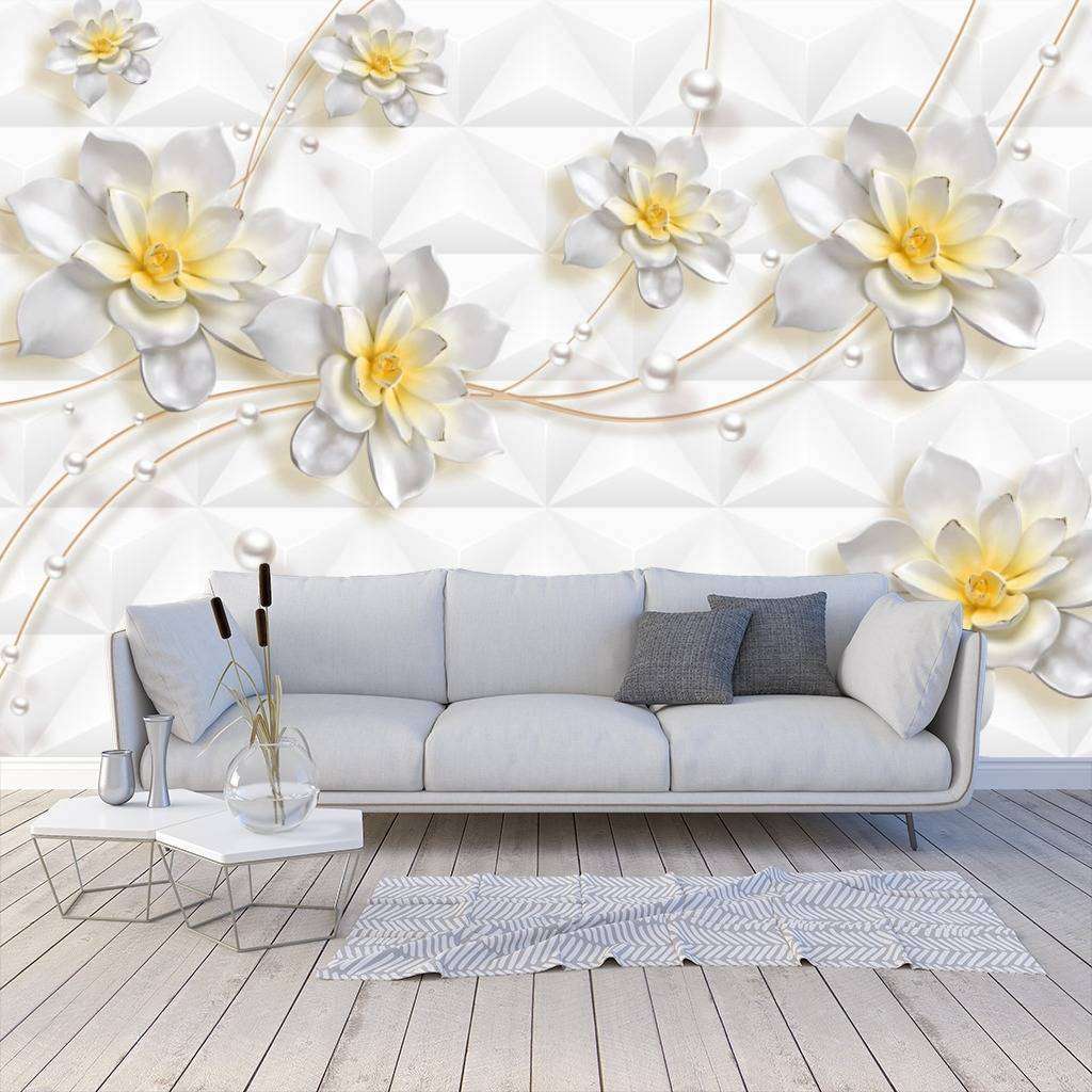 Фотообои Цветы на белом фоне  10-618