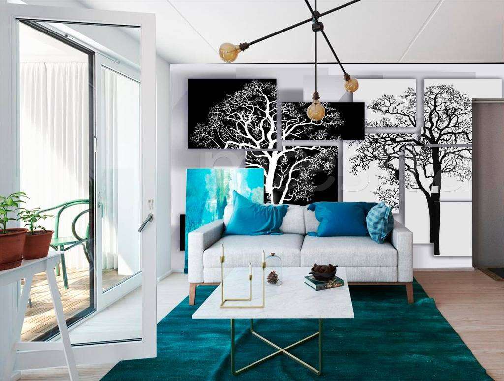 Фотообои в интерьере деревья черно белые  7-720 фото