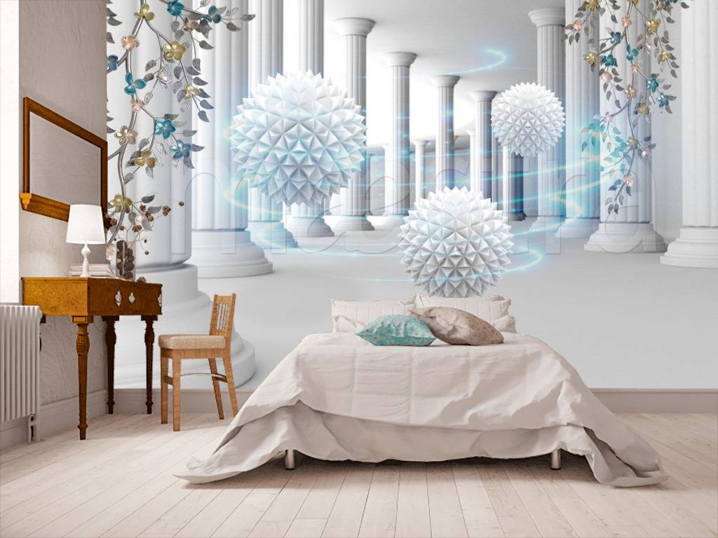 Фотообои 3д шары в тоннеле  10-590