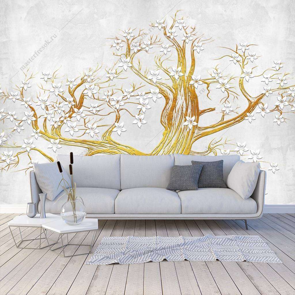 Фотообои в интерьере дерево силуэт  10-671 фото