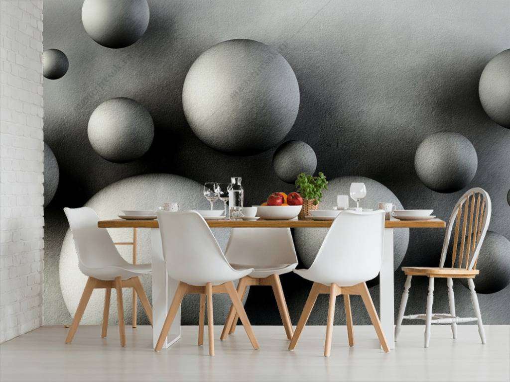 Фотообои в интерьере 3д шары  10-654 фото