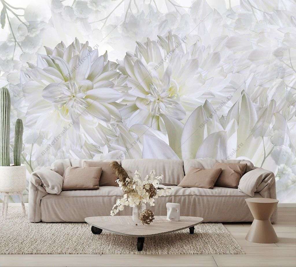 Фотообои в интерьере голубой бутон  9-1448 фото