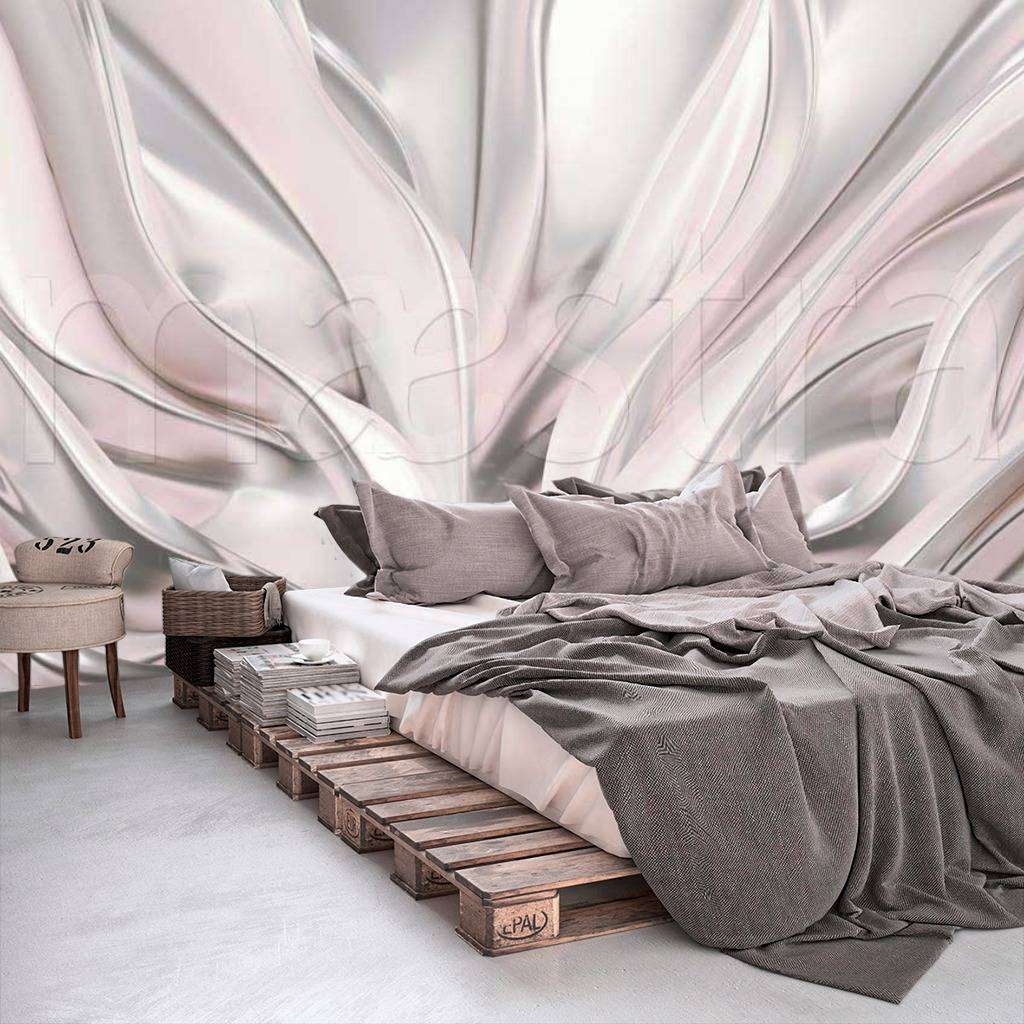 Фотообои в интерьере абстракция в серебряных тонах  9-154 фото