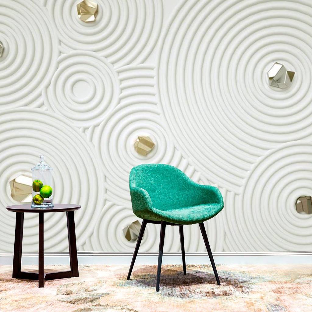 Фотообои 3д круги с золотыми украшениями  15-411