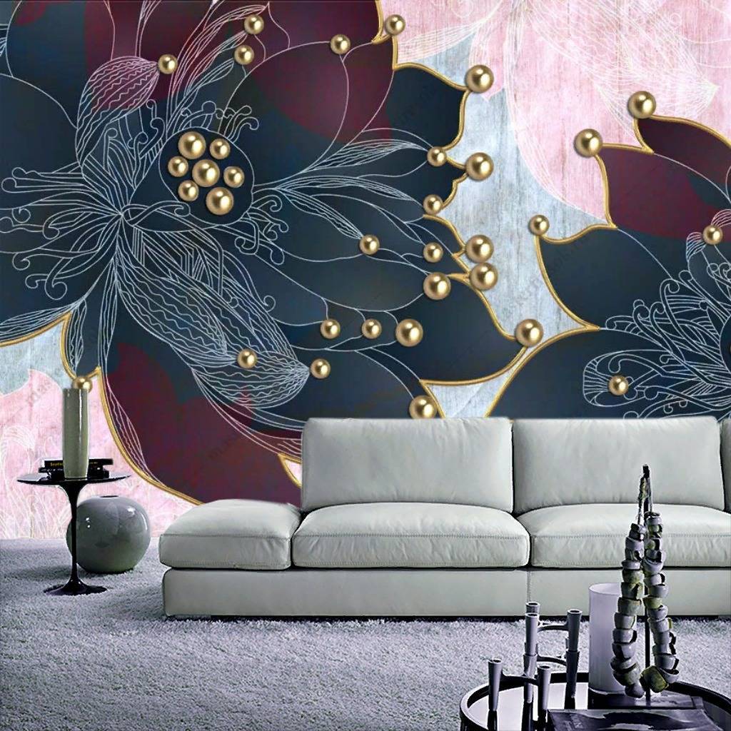 Фотообои 3д Синие яркие цветы  10-840