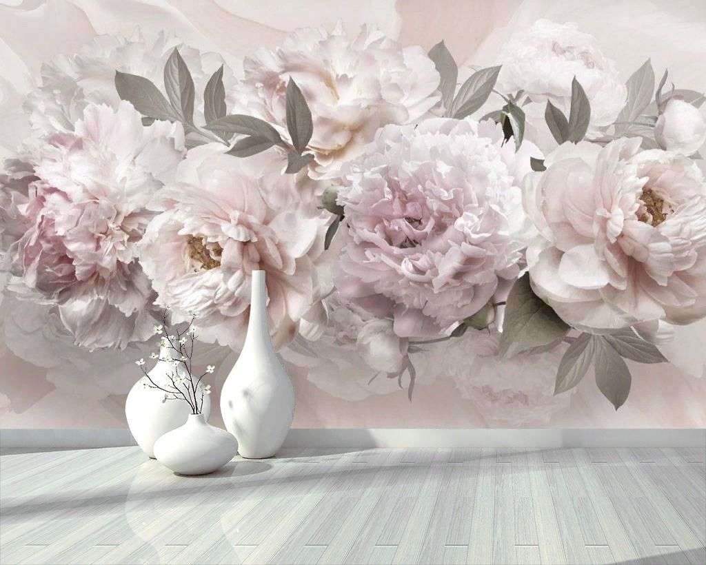 Фотообои в интерьере пышные пионы  13-086 фото