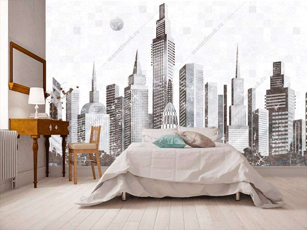 Фотообои в интерьере небоскреб скетч  15-866 фото