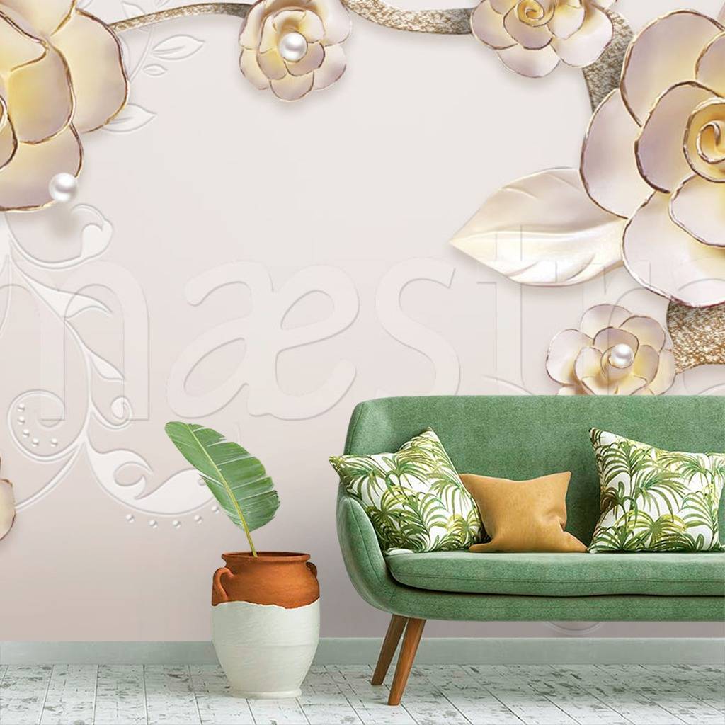 Фотообои 3д розы золотые  10-594