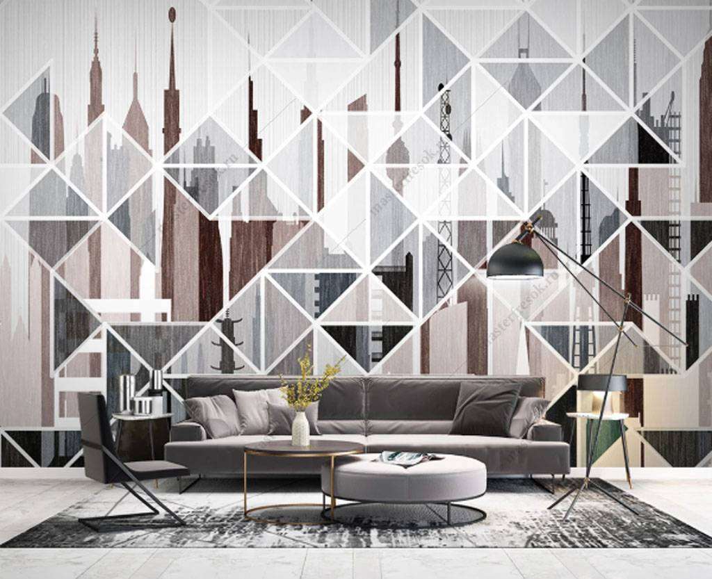 Фотообои в интерьере геометрическая композиция  15-837 фото