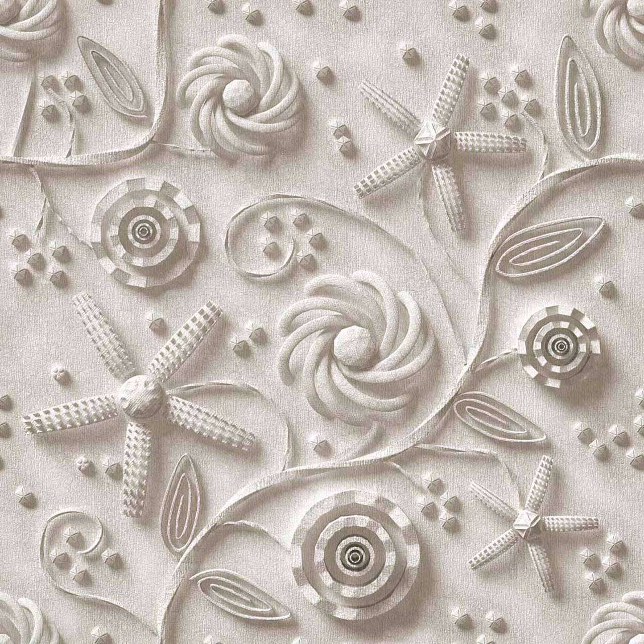 Фотообои в интерьере 3д узор из лепнины цветы  10-469 фото