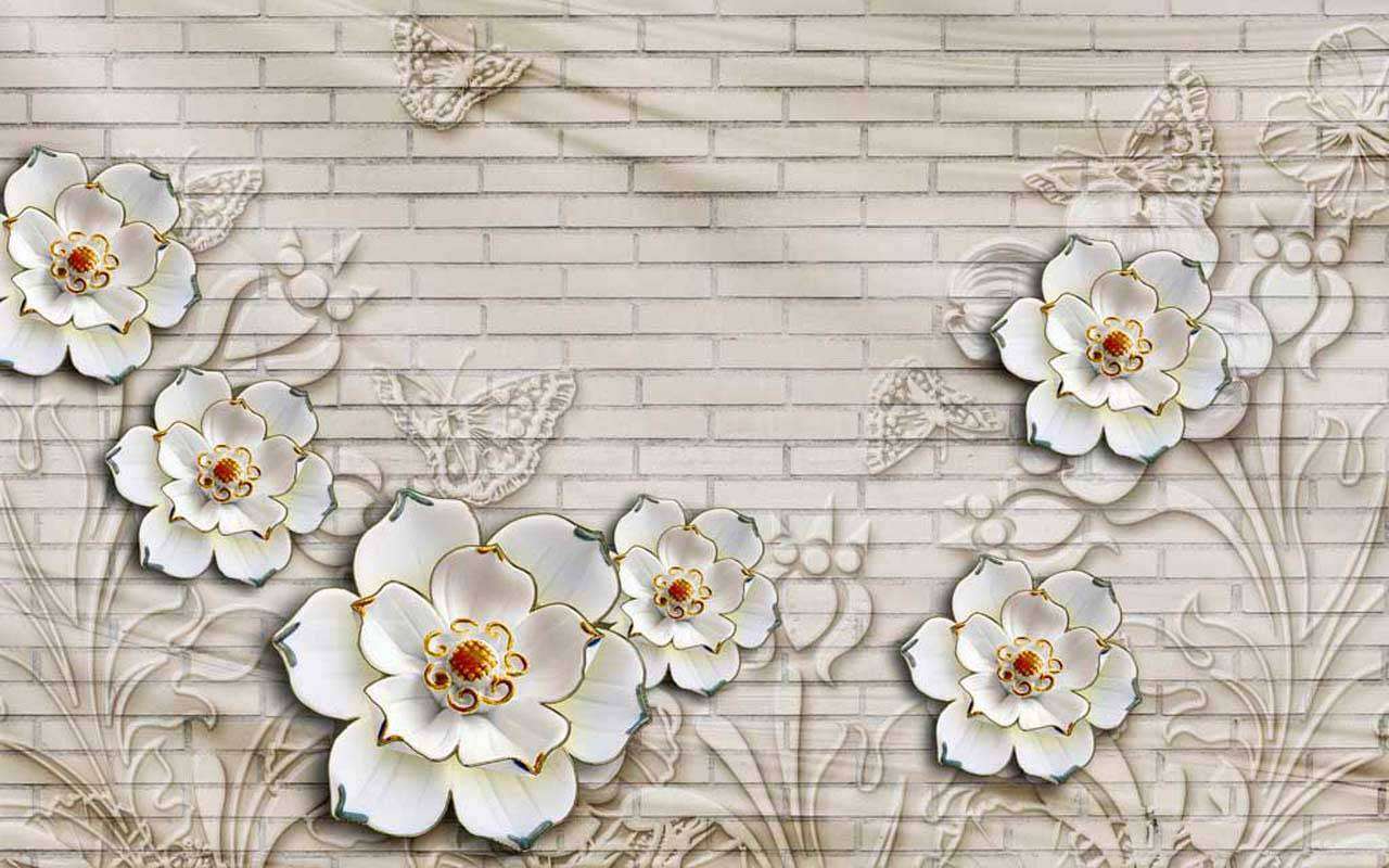 Фотообои в интерьере цветы из фарфора  10-404 фото