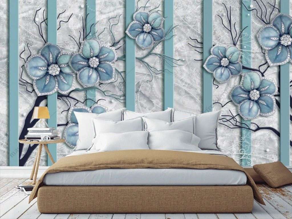 Фотообои в интерьере 3д цветы в клетке  10-916 фото