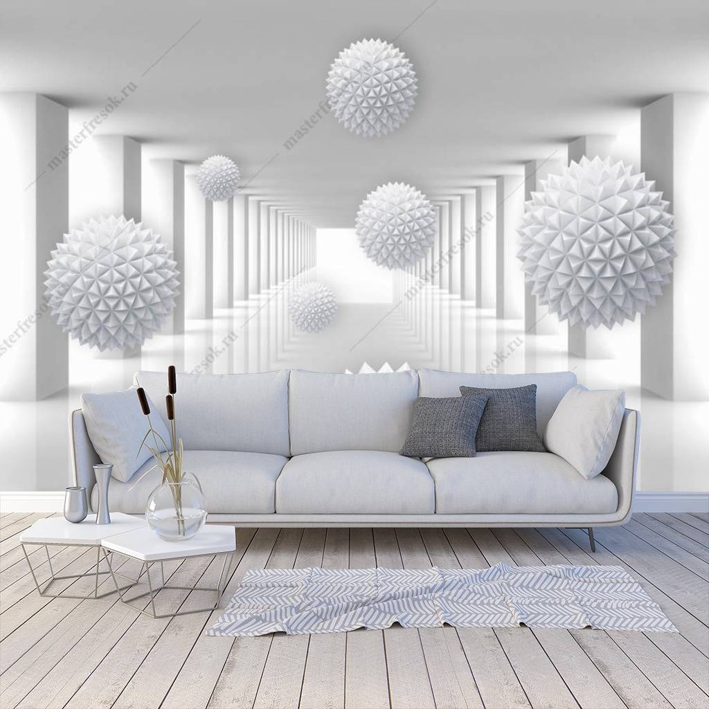 Фотообои 3д объемные шары в тоннеле  10-787