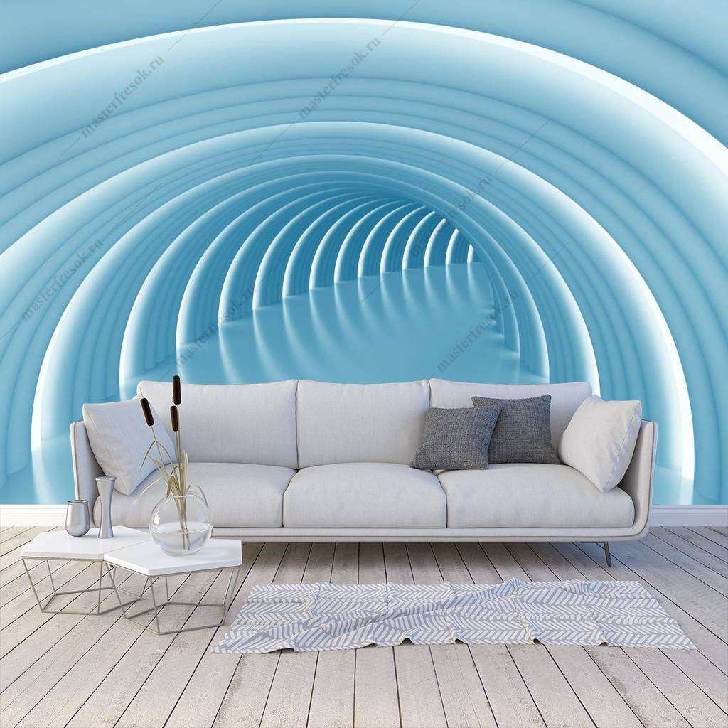 Фотообои 3д голубой тоннель  10-814