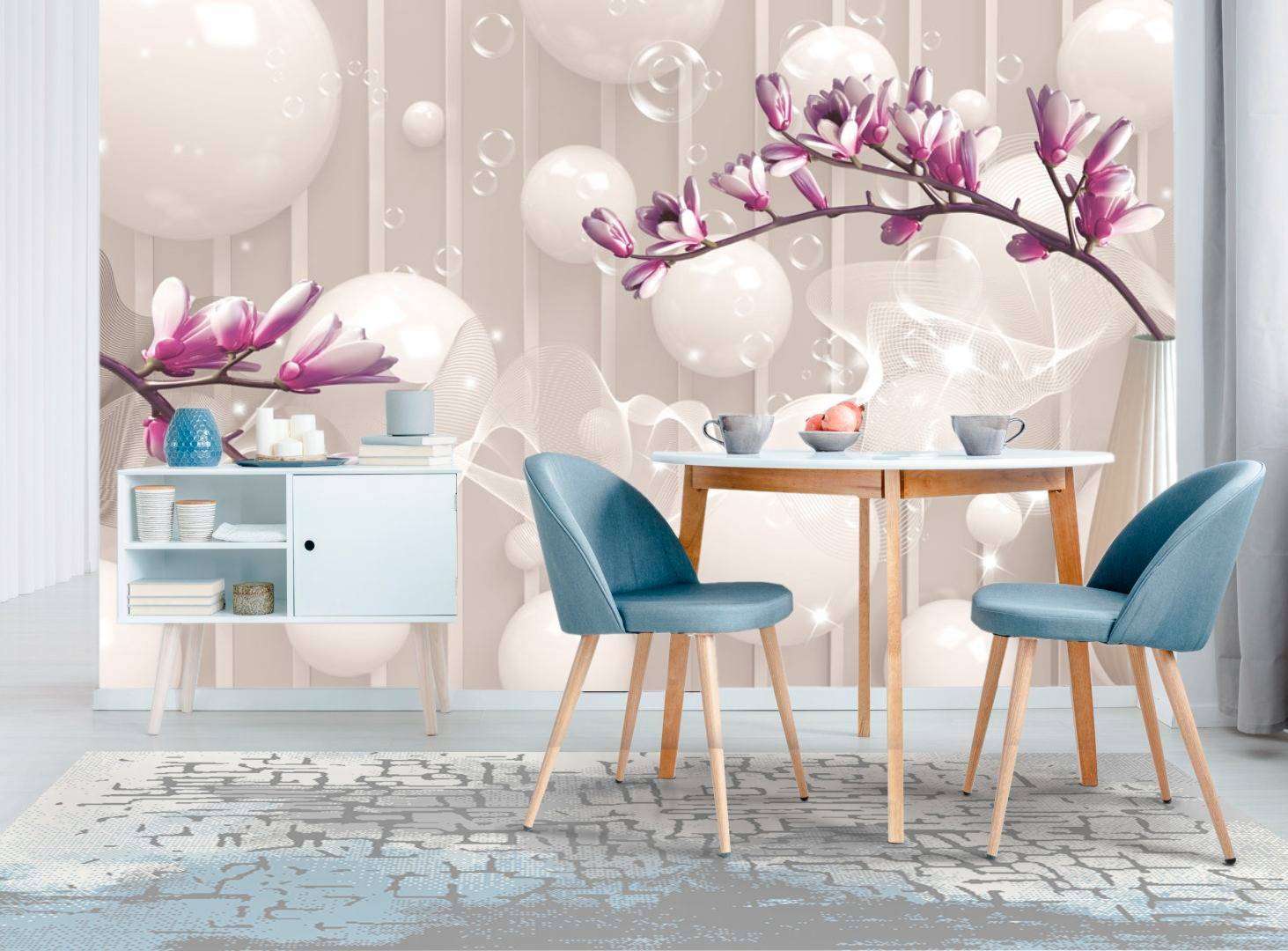 Фотообои в интерьере веточки цветов  10-603 фото