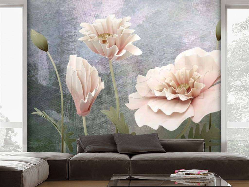 Фотообои в интерьере 3д стереоскопические цветы  15-006 фото