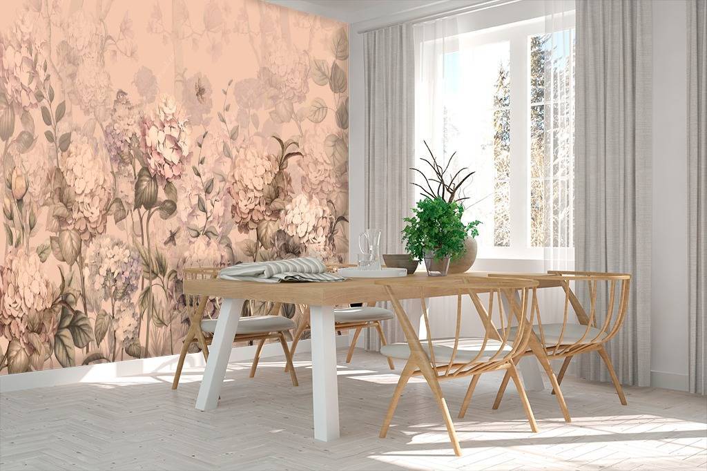 Фотообои Бежевые гортензии  13-114