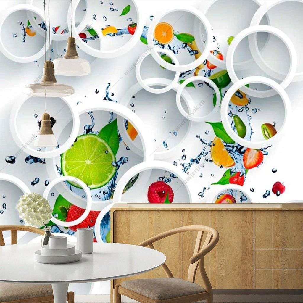 Фотообои в интерьере круговорот фруктов  9-1666 фото