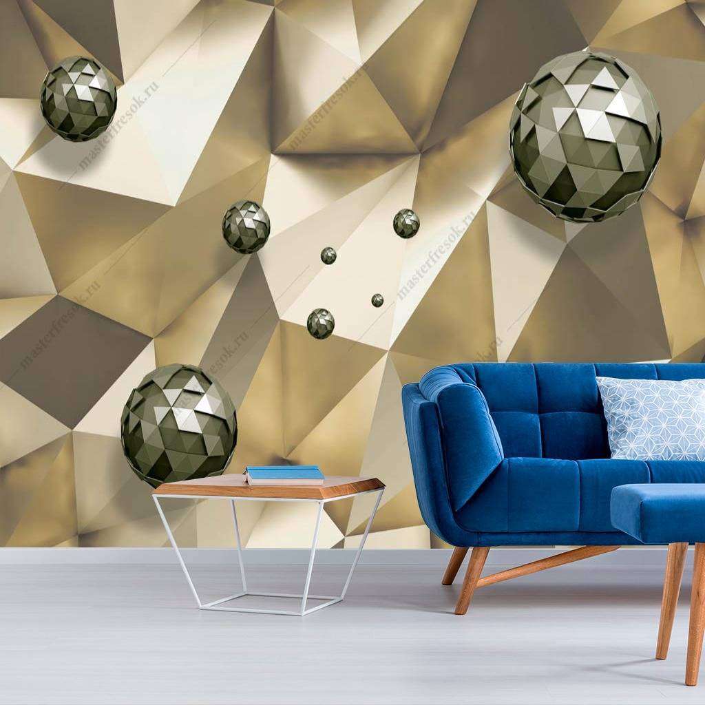 Фотообои в интерьере 3д объемные фигуры  10-862 фото