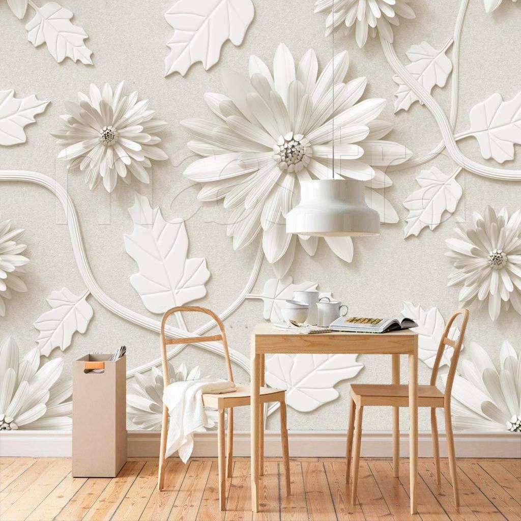 Фотообои Объемные 3д цветы из лепнины классические  10-479