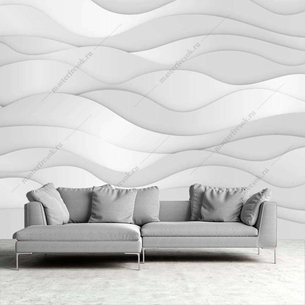 Фотообои в интерьере 3д прозрачные волны  10-780 фото