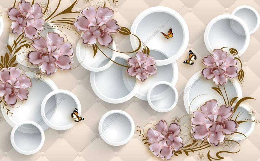 Фотообои в интерьере 3д круги  16-193 фото