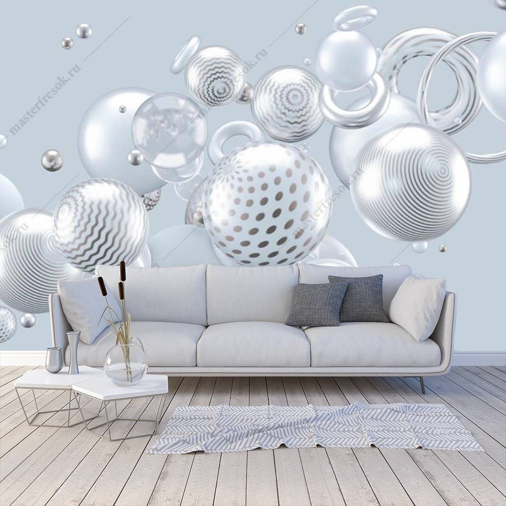 Фотообои 3д шары на голубом фоне  10-784