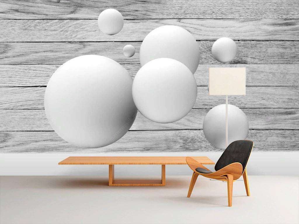 Фотообои в интерьере шары на сером фоне  15-752 фото