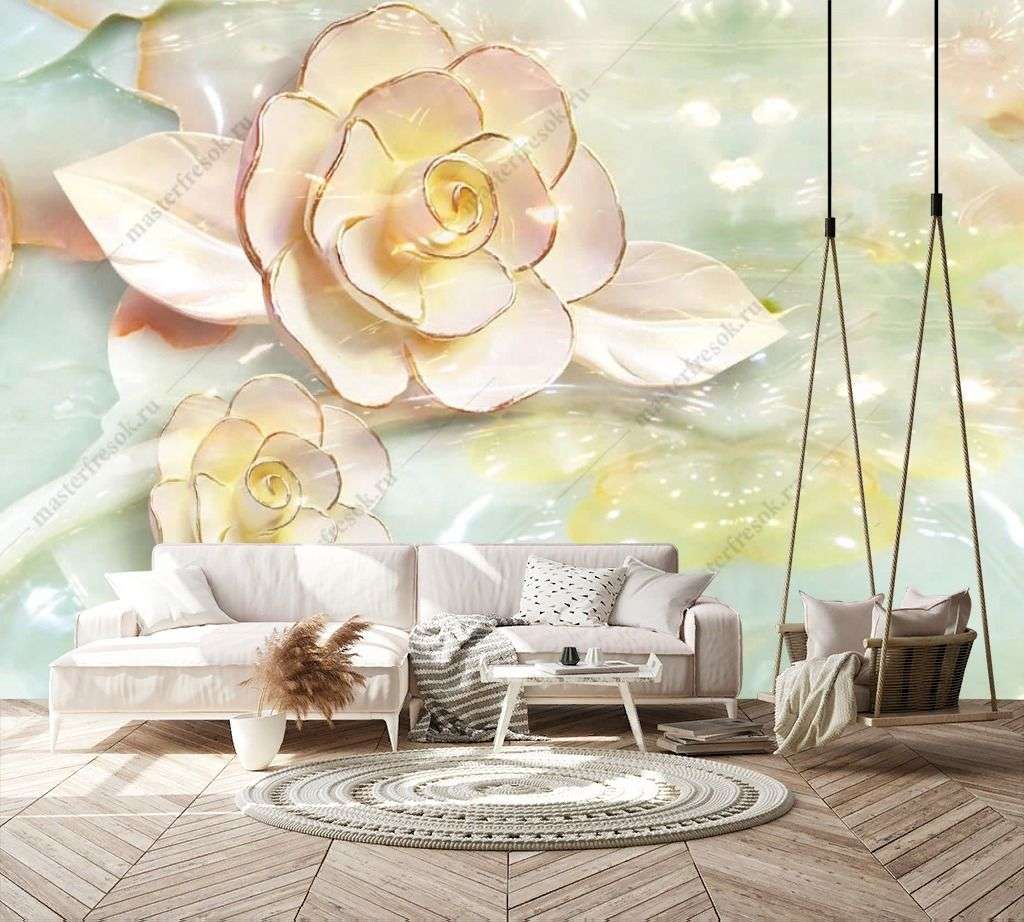 Фотообои в интерьере 3д стеклянная роза  10-903 фото