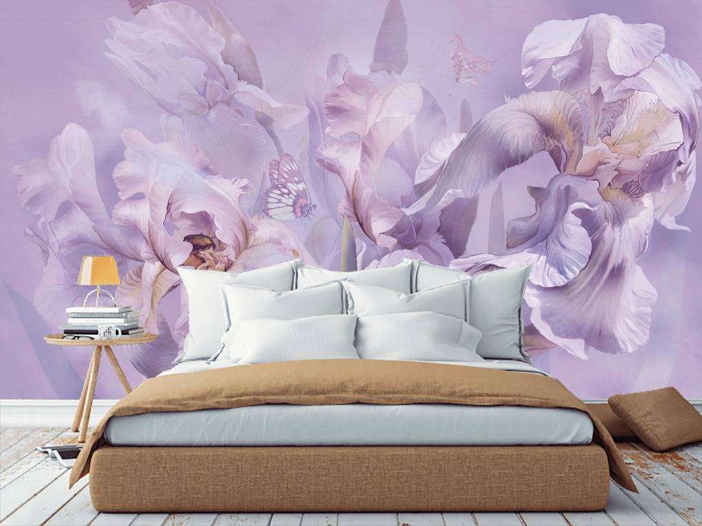 Фотообои в интерьере сиреневые ирисы  13-180 фото