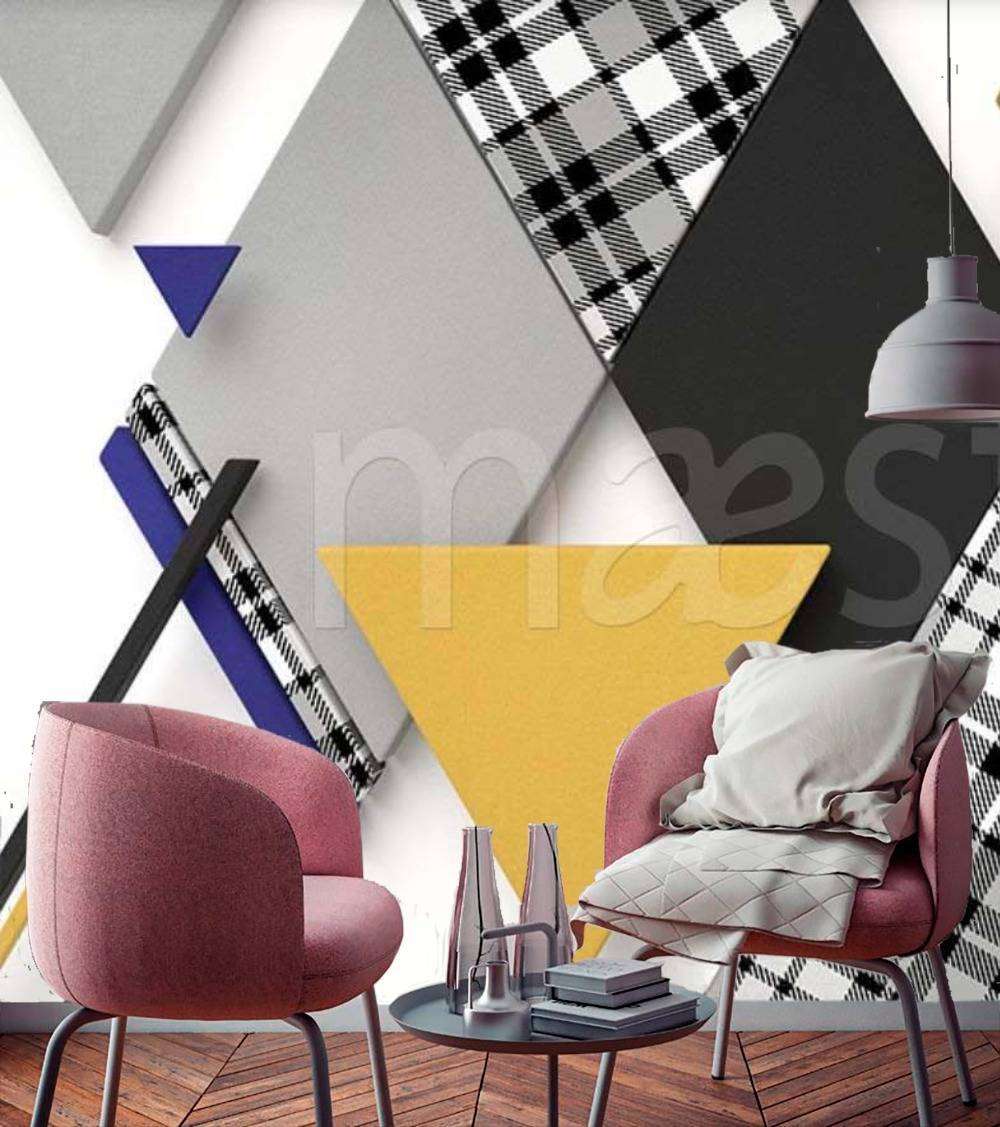 Фотообои в интерьере треугольник контрастный 3д  15-018 фото