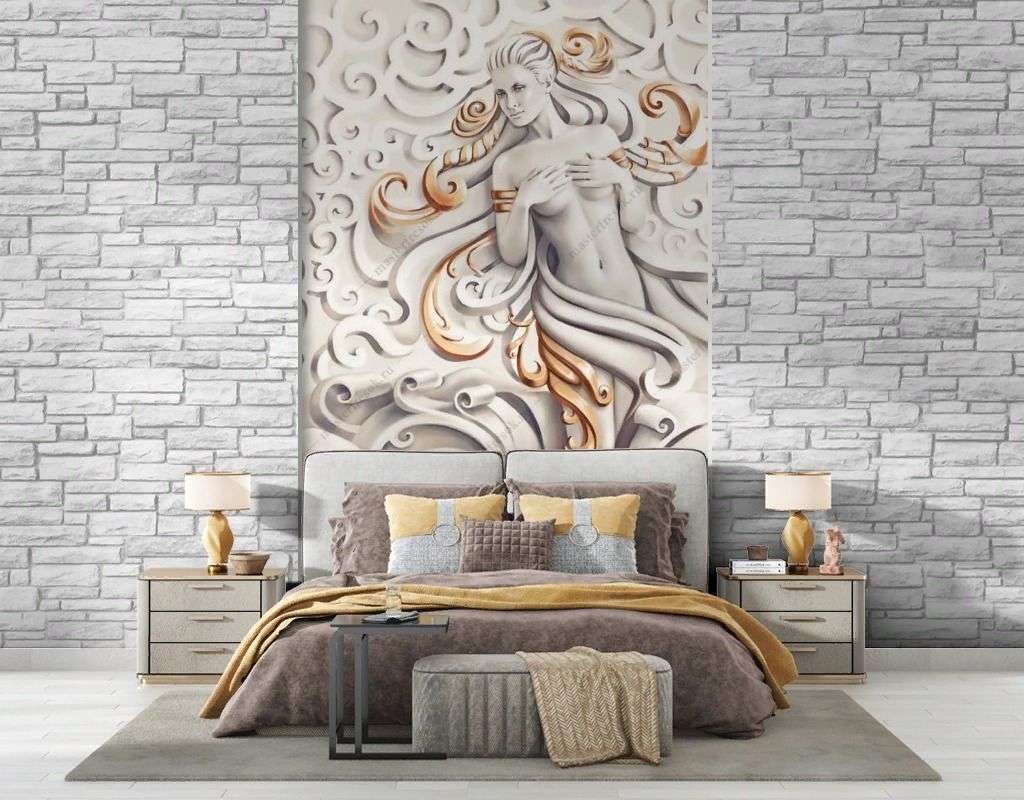 Фотообои в интерьере статуя девушки золотая  10-987 фото