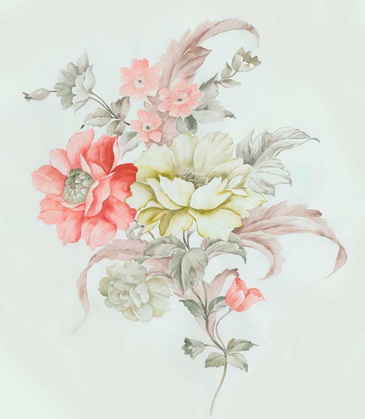 Фотообои в интерьере букет цветов рисунок  9-080 фото