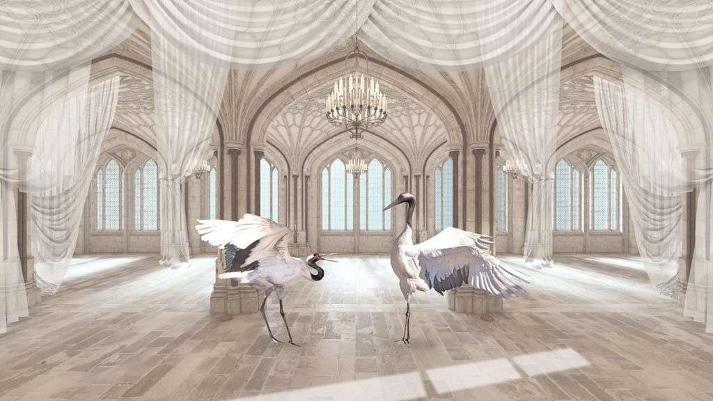 Фотообои в интерьере японский журавль  10-720 фото