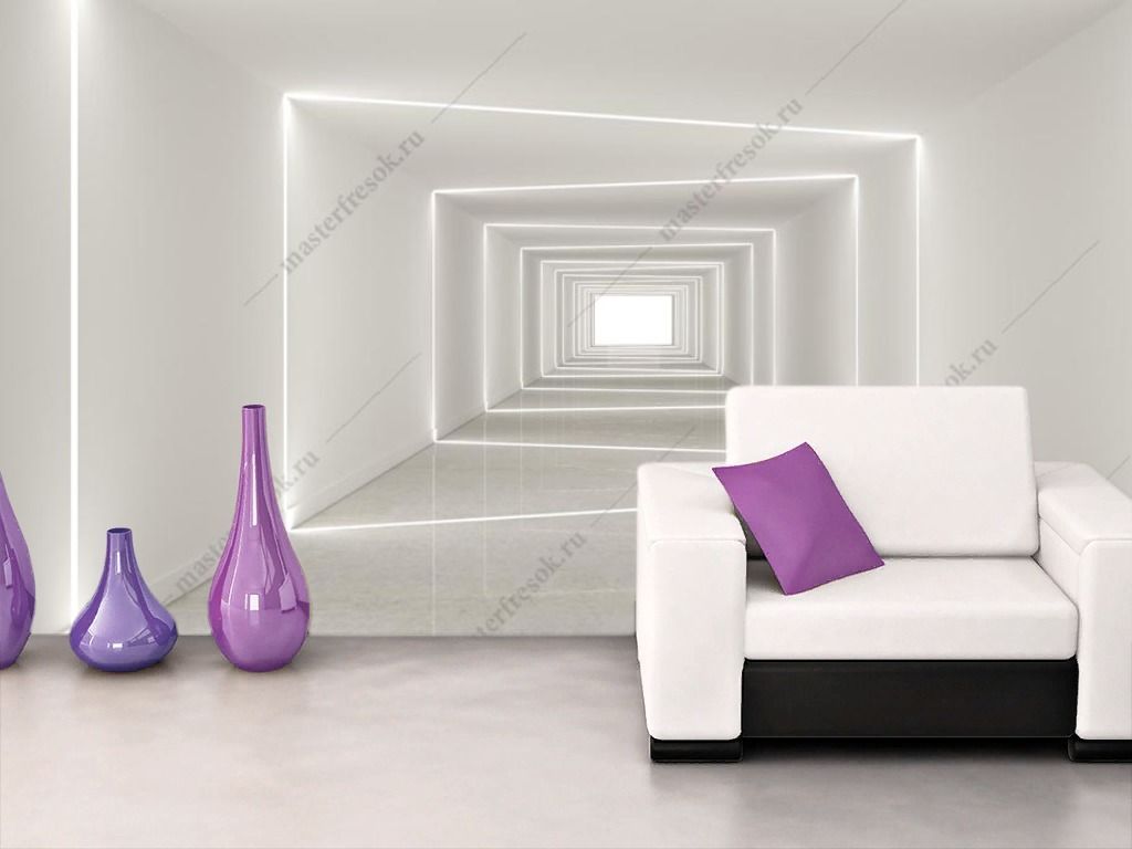 Фотообои Белый 3д коридор  10-964