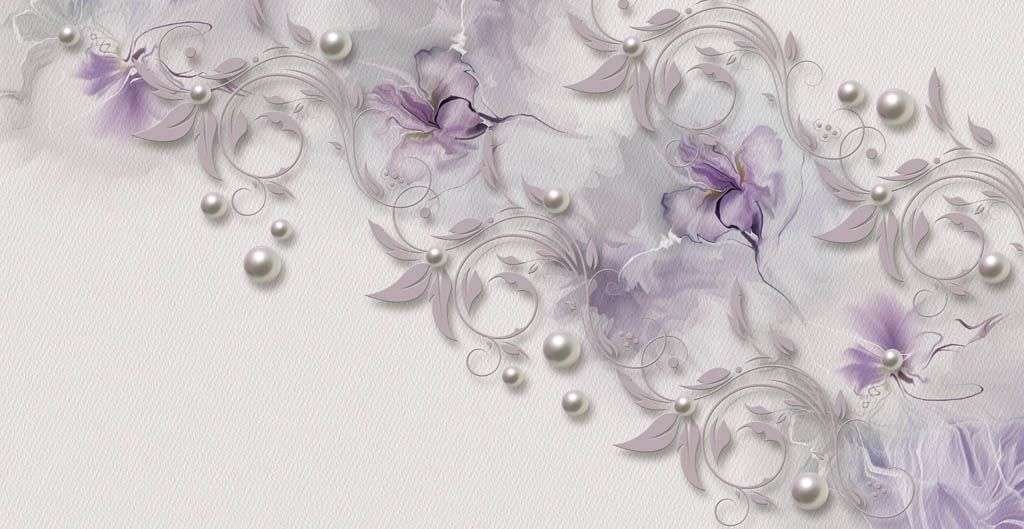 Фотообои в интерьере сиреневые цветы  10-851 фото