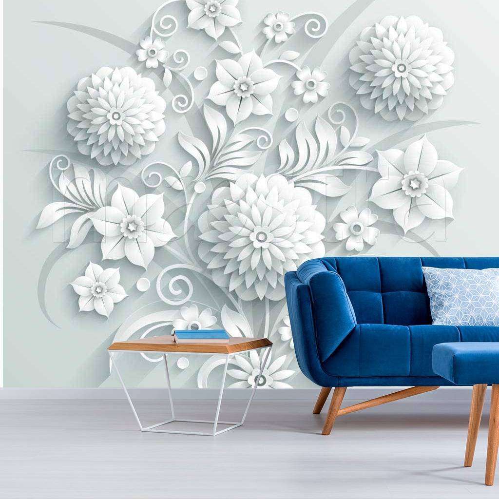 Фотообои Белый цветочный фон  9-012