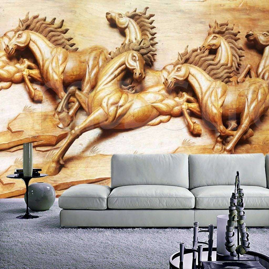 Фотообои в интерьере кони 3d  7-805 фото