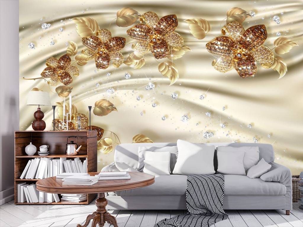 Фотообои Цветы на фоне шелка  10-607