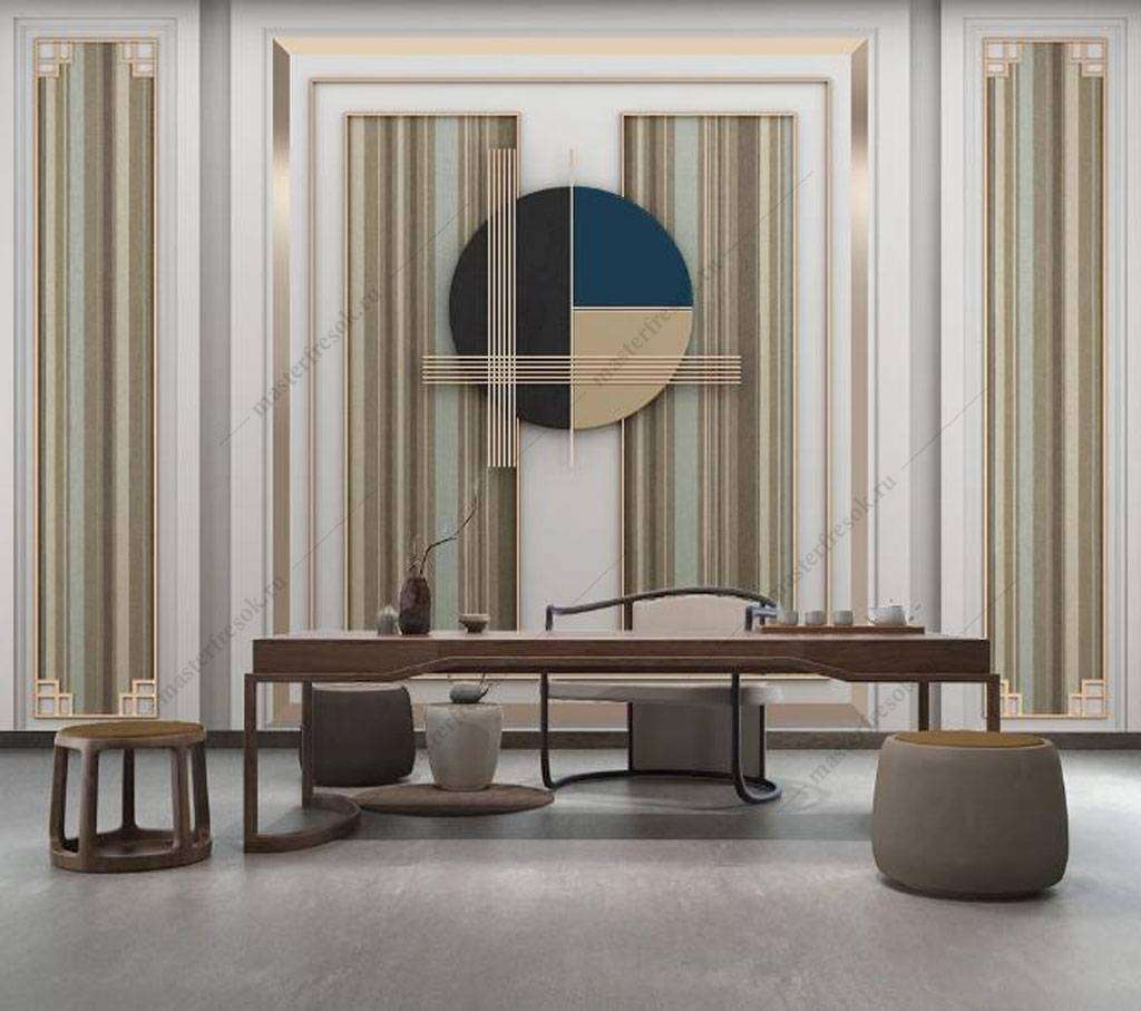 Фотообои в интерьере рамки в полоску  16-061 фото