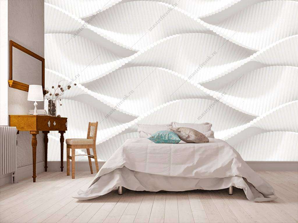 Фотообои в интерьере 3д фактурные волны  10-789 фото