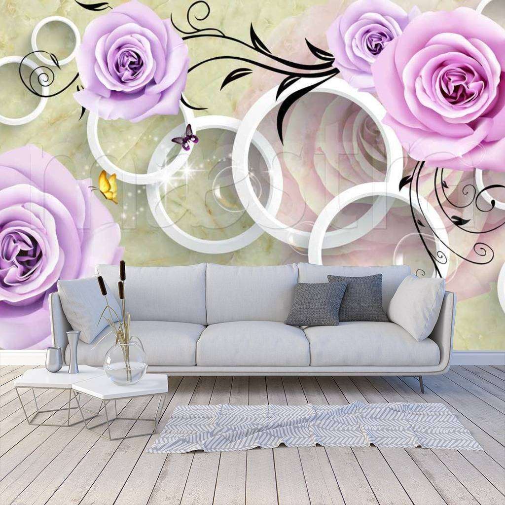Фотообои Нежно сиреневые цветы на 3д фоне  10-410