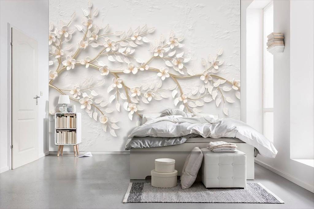 Фотообои 3д белые ветки  15-390